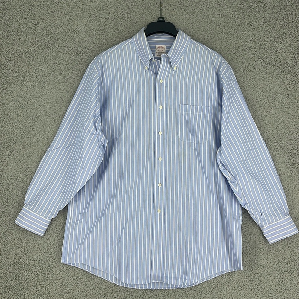 Brooks Brothers Light Blue and White Striped Oxford Button-Down Shirt